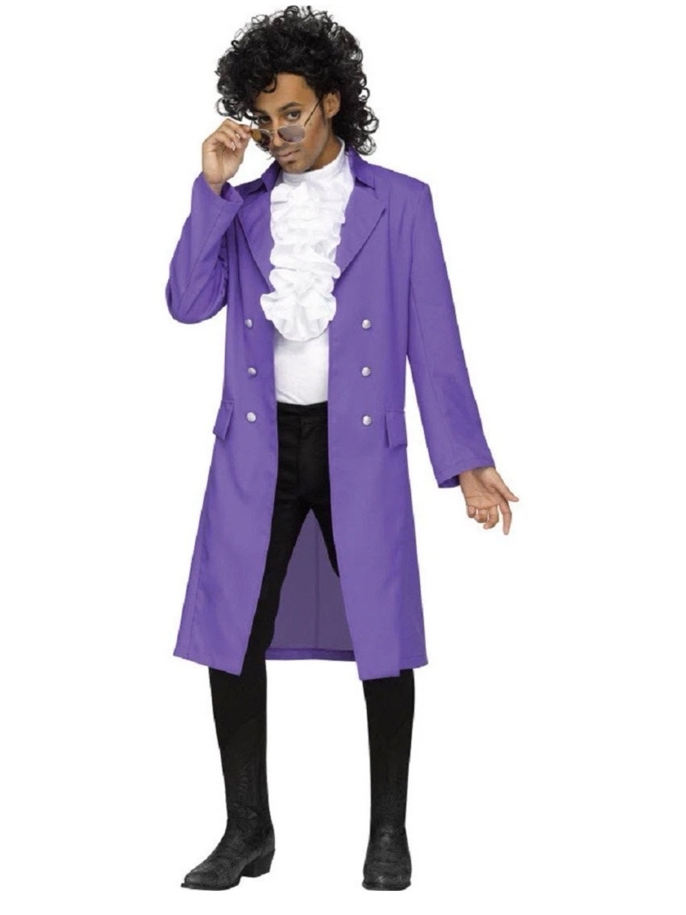 Prince Rogers Nelson Costume, Men Size XLARGE, Jacket, Ruffle Dicky, Wig, Gloves